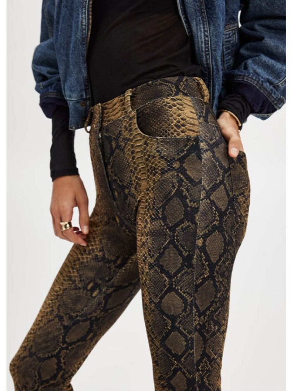 Norma Kamali High-Waist Pencil Pants Python ( L/36 )